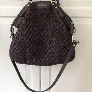 Coach Messenger in chocolate brown w/leather trims and gold hardware